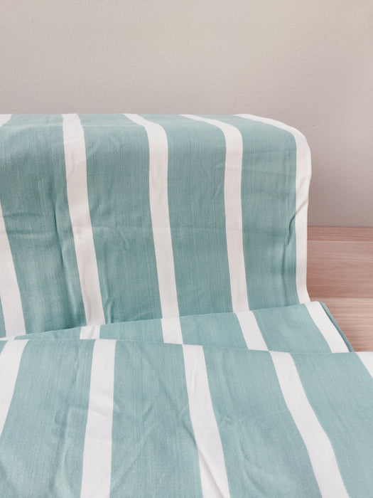 Ticking in green and white stripes. Very soft. Spain c.1950 - Lot of 2 pieces