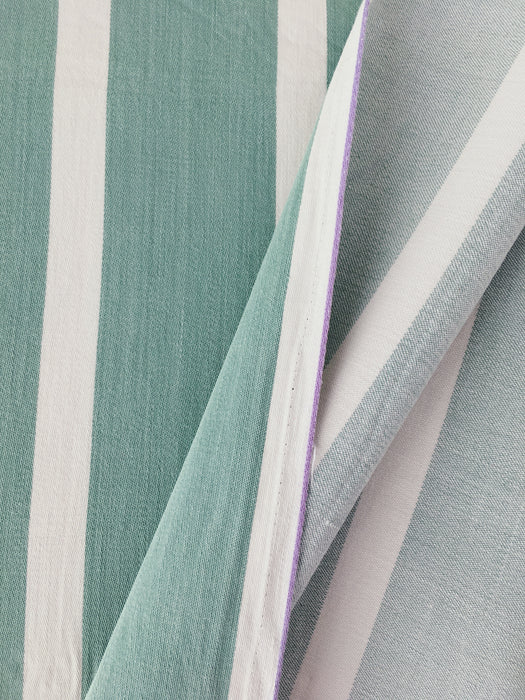 Ticking in green and white stripes. Very soft. Spain c.1950 - Lot of 2 pieces