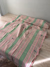 DISTRESSED - Ticking in pale green and red stripes. Very soft. Spain c.1950 - Lot of 4 pieces