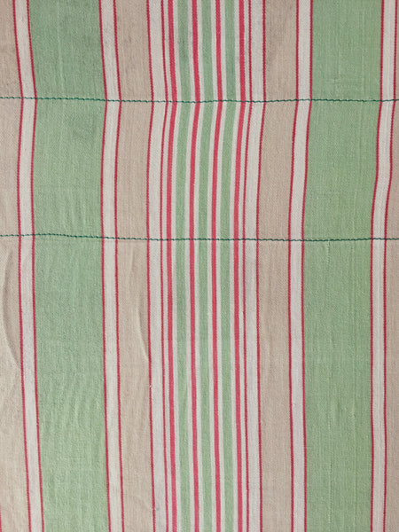 DISTRESSED - Ticking in pale green and red stripes. Very soft. Spain c.1950 - Lot of 4 pieces