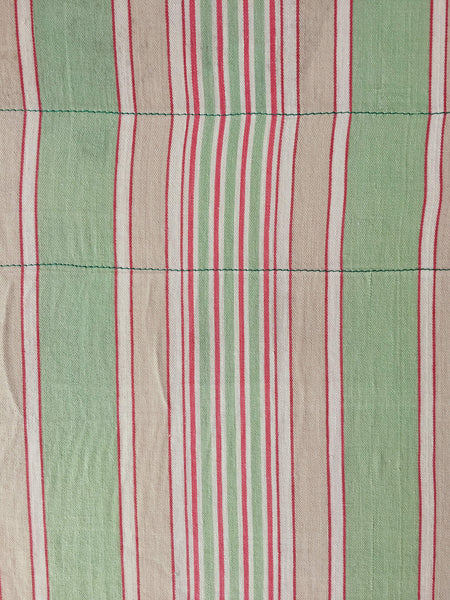 Green Stripes Antique European Ticking Fabric Recovered Panels REC-RA-VERDE-019 - Ticking Depot