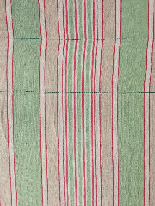 DISTRESSED - Ticking in pale green and red stripes. Very soft. Spain c.1950 - Lot of 4 pieces