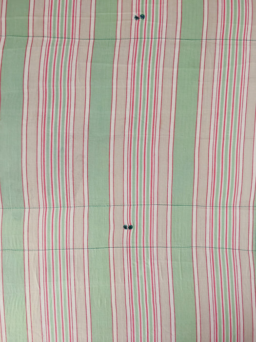 DISTRESSED - Ticking in pale green and red stripes. Very soft. Spain c.1950 - Lot of 4 pieces