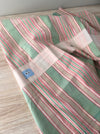 DISTRESSED - Ticking in pale green and red stripes. Very soft. Spain c.1950 - Lot of 4 pieces