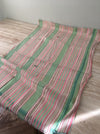 DISTRESSED - Ticking in pale green and red stripes. Very soft. Spain c.1950 - Lot of 4 pieces