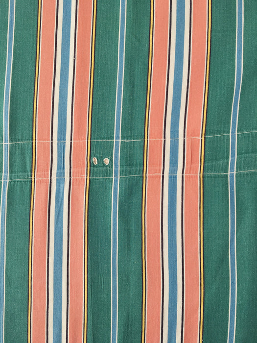 Colorful ticking in orange, blue and green stripes. Spain c.1940 - Lot of 4 pieces