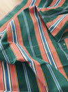 Colorful ticking in orange, blue and green stripes. Spain c.1940 - Lot of 4 pieces