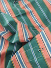 Colorful ticking in orange, blue and green stripes. Spain c.1940 - Lot of 4 pieces