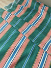 Colorful ticking in orange, blue and green stripes. Spain c.1940 - Lot of 3 pieces