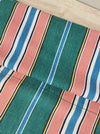 Colorful ticking in orange, blue and green stripes. Spain c.1940 - Lot of 3 pieces
