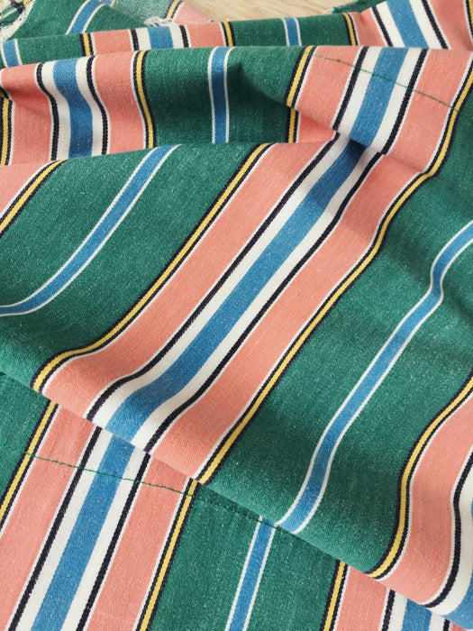 Colorful ticking in orange, blue and green stripes. Spain c.1940 - Lot of 3 pieces