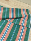 Colorful ticking in orange, blue and green stripes. Spain c.1940 - Lot of 3 pieces