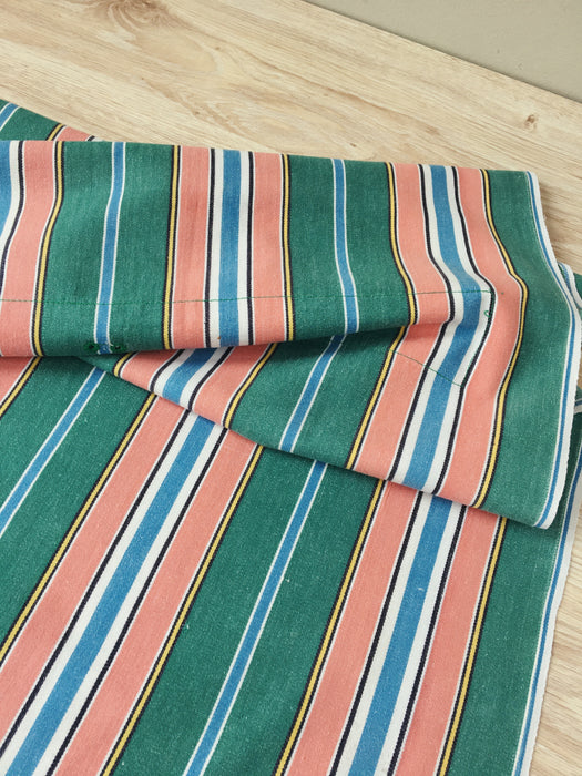 Colorful ticking in orange, blue and green stripes. Spain c.1940 - Lot of 3 pieces