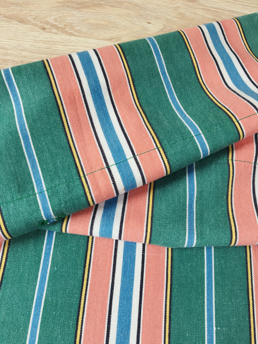 Colorful ticking in orange, blue and green stripes. Spain c.1940 - Lot of 3 pieces
