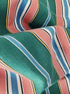 Colorful ticking in orange, blue and green stripes. Spain c.1940 - 52×158 cm