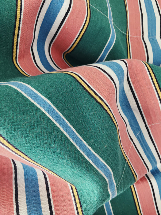 Colorful ticking in orange, blue and green stripes. Spain c.1940 - 52×158 cm