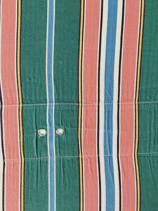 Colorful ticking in orange, blue and green stripes. Spain c.1940 - 52×158 cm