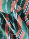 Colorful ticking in orange, blue and green stripes. Spain c.1940 - 52×158 cm