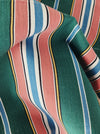 Colorful ticking in orange, blue and green stripes. Spain c.1940 - 52×158 cm