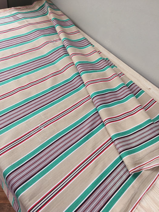 Ticking in green, red and gray stripes. Spain c.1940 - 116×202 cm