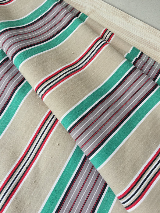 Ticking in green, red and gray stripes. Spain c.1940 - 116×202 cm