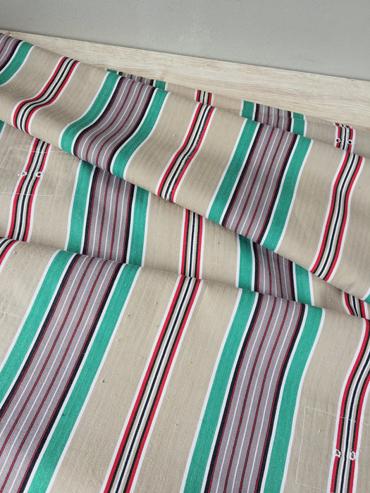 Ticking in green, red and gray stripes. Spain c.1940 - 116×202 cm