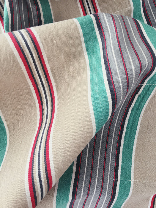 Ticking in green, red and gray stripes. Spain c.1940 - Lot of 4 pieces