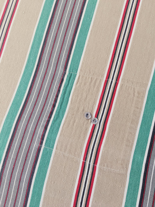 Ticking in green, red and gray stripes. Spain c.1940 - Lot of 4 pieces