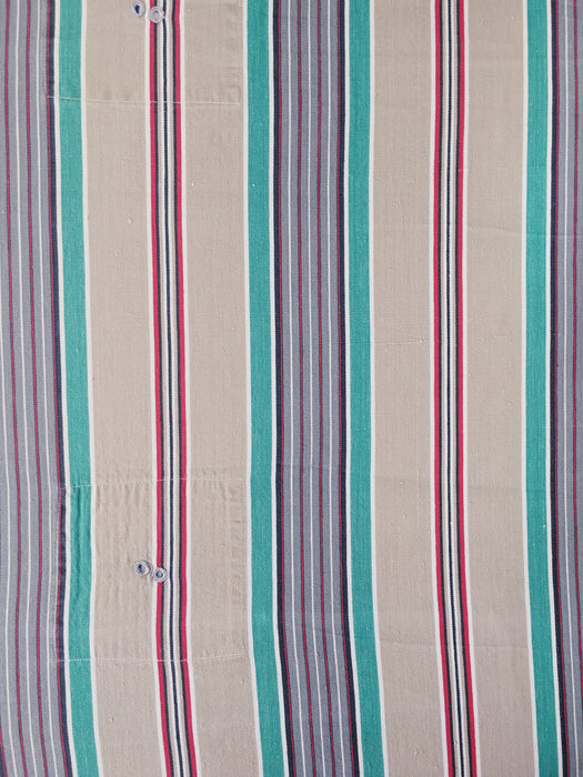 Ticking in green, red and gray stripes. Spain c.1940 - Lot of 4 pieces