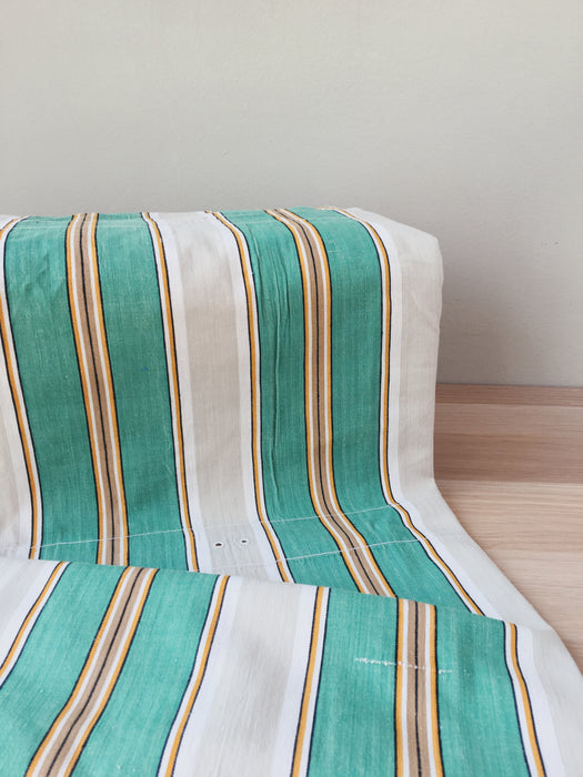 Ticking in green and gray stripes. Spain c.1940 - 55×168 cm