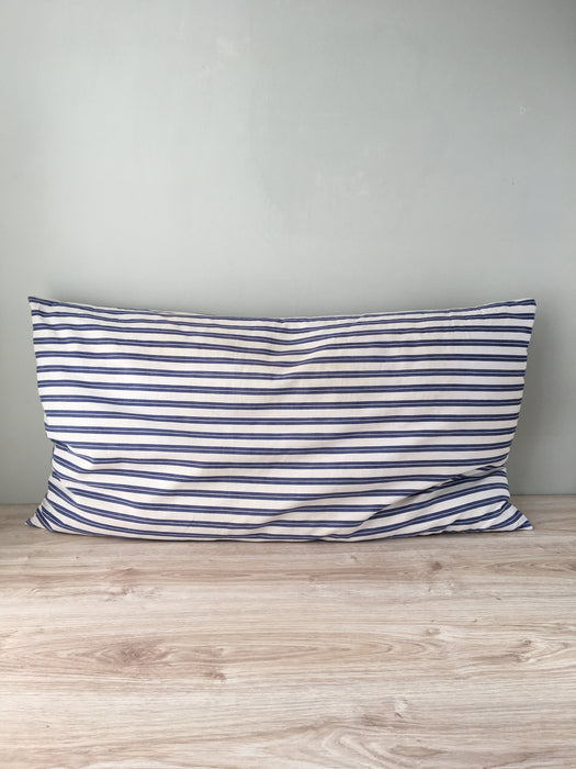 Bolster in blue and white stripes. Sweden c.1900