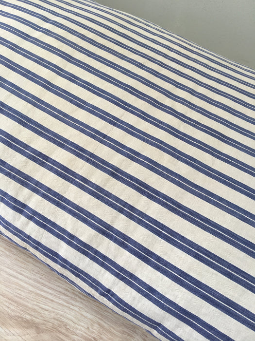 Bolster in blue and white stripes. Sweden c.1900