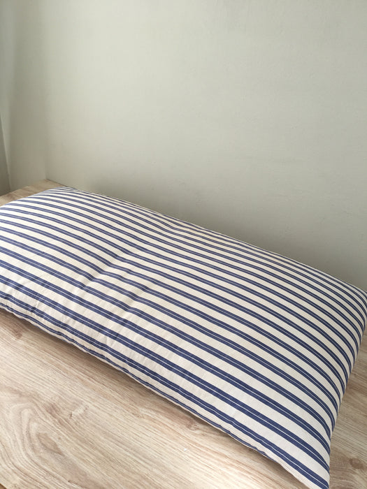 Bolster in blue and white stripes. Sweden c.1900