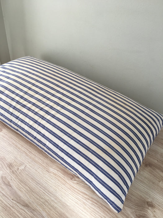 Bolster in blue and white stripes. Sweden c.1900