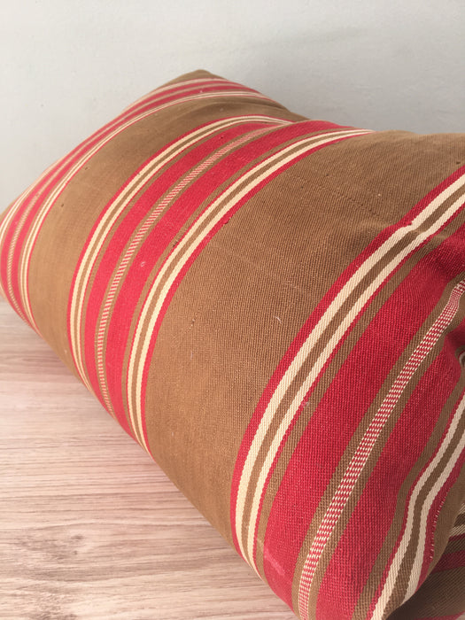 Cushion in brown and red stripes. Sweden c.1900