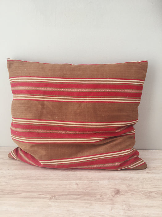 Cushion in brown and red stripes. Sweden c.1900