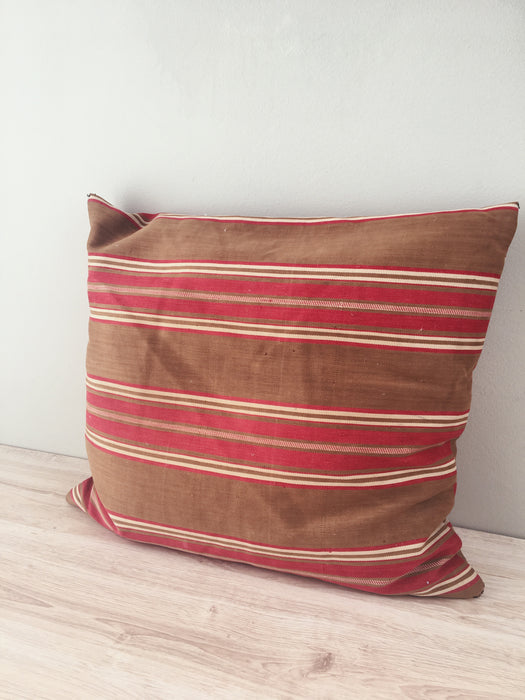 Cushion in brown and red stripes. Sweden c.1900