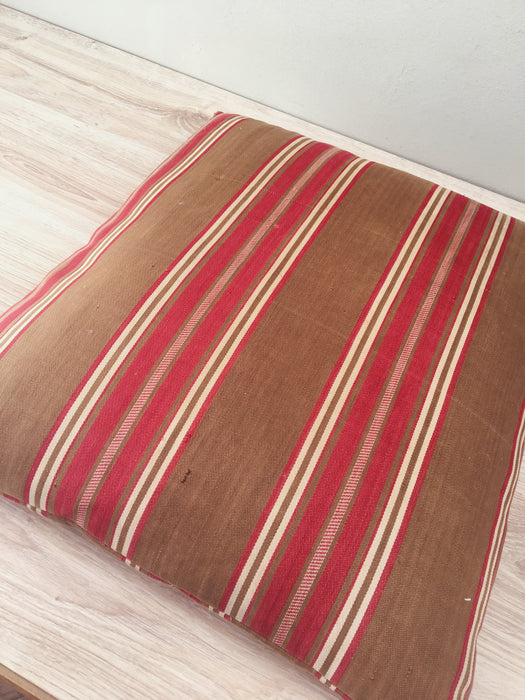 Cushion in brown and red stripes. Sweden c.1900