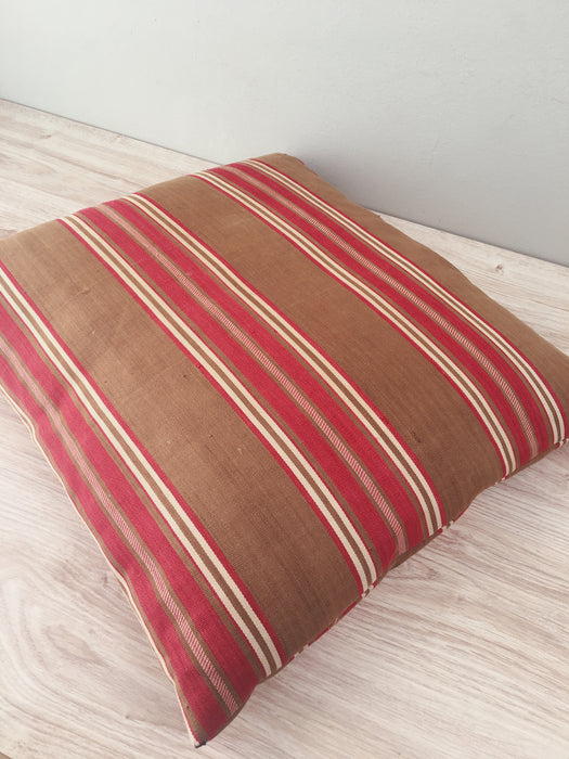 Cushion in brown and red stripes. Sweden c.1900
