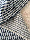 Ticking in blue and off-white stripes. Linen and cotton. Sweden c.1900