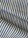 Ticking in blue and off-white stripes. Linen and cotton. Sweden c.1900