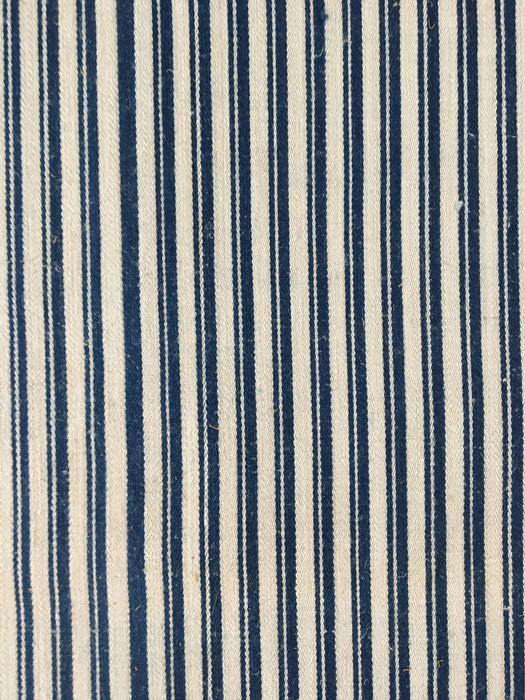 Ticking in blue and off-white stripes. Linen and cotton. Sweden c.1900
