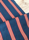 Ticking in indigo blue, red and beige stripes. Sweden c.1900 - 67 cm × 1.84 meters (3.68 m avail.)