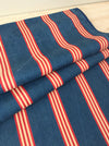 Ticking in indigo blue, red and beige stripes. Sweden c.1900 - 67 cm × 1.84 meters (3.68 m avail.)