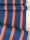 Ticking in indigo blue, red and beige stripes. Sweden c.1900 - 67 cm × 1.84 meters (3.68 m avail.)