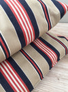 Cushion in blue, red and gray stripes. Sweden c.1940 - 99×55 cm
