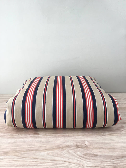 Cushion in blue, red and gray stripes. Sweden c.1940 - 99×55 cm