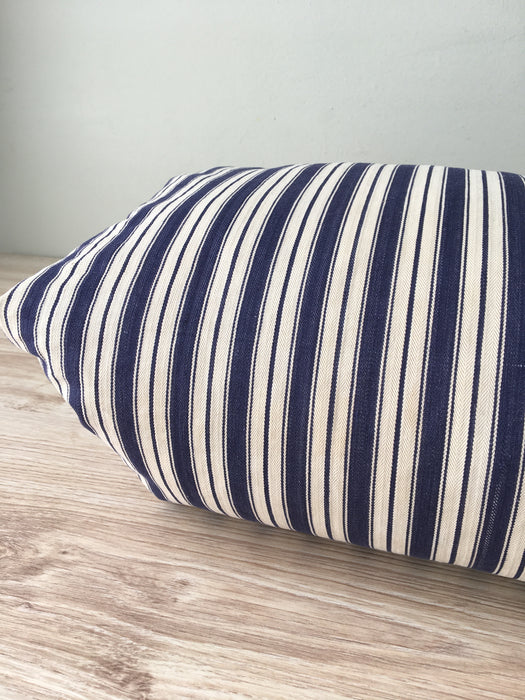 Cushion in blue and white stripes. Sweden c.1900