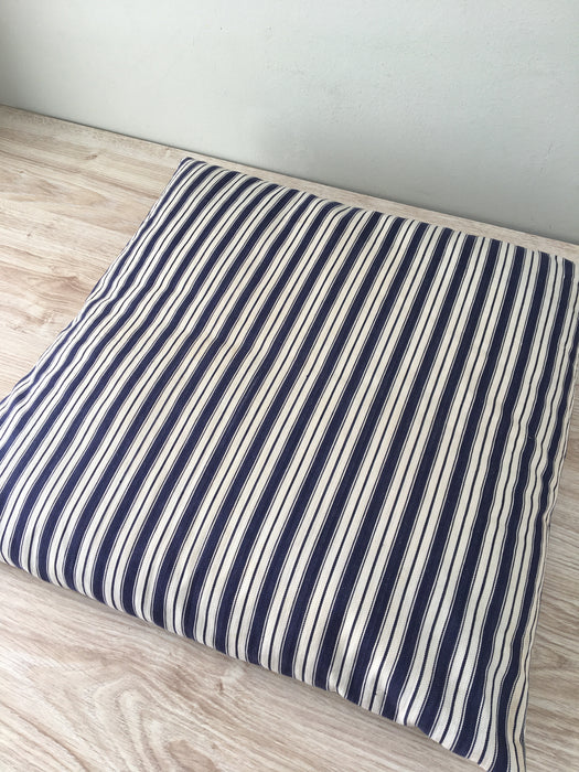 Cushion in blue and white stripes. Sweden c.1900