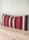 Large wool cushion in white, blue and red stripes. Sweden c.1900 - 88×45 cm